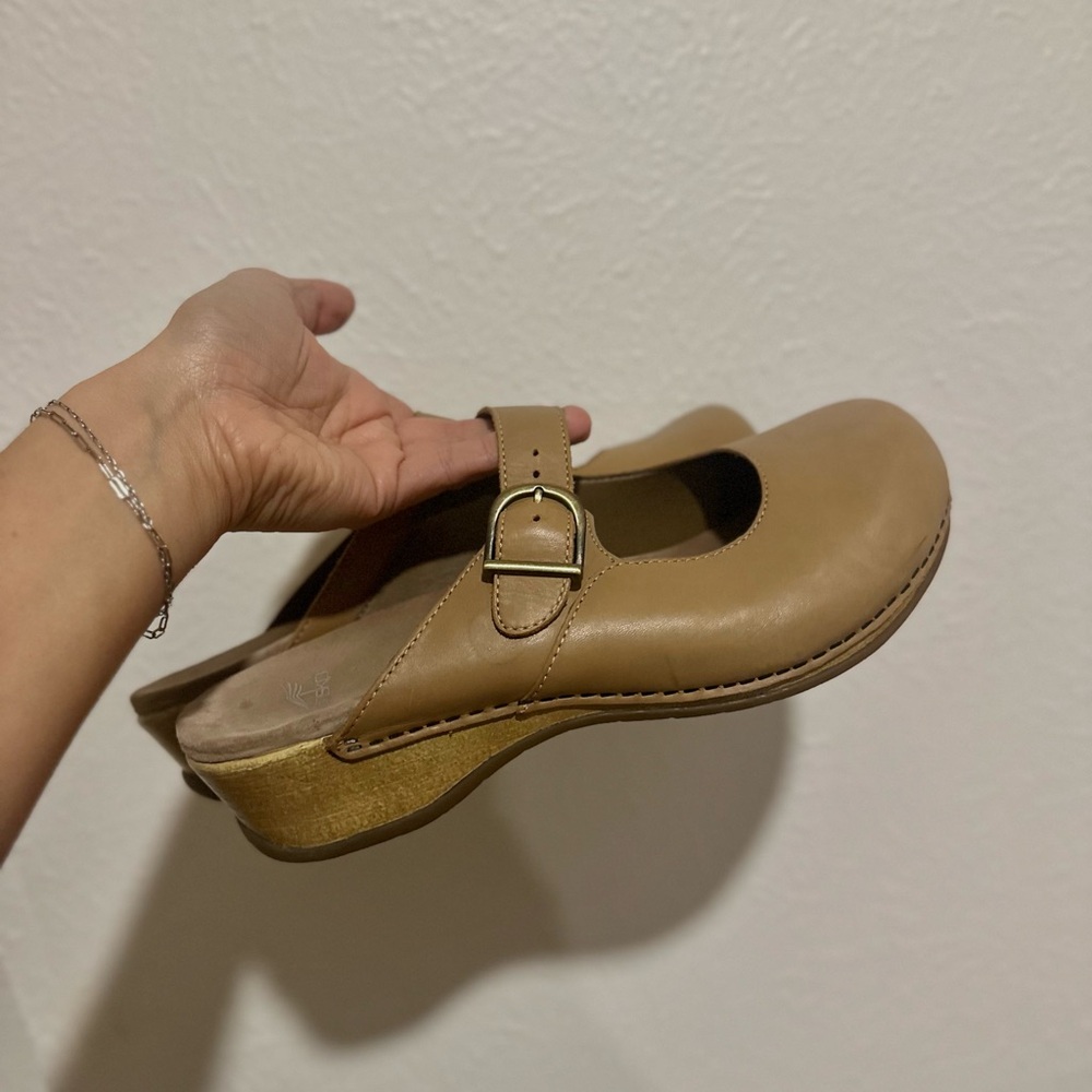 Dansko Tan Leather Mules with Strap